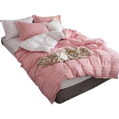 Simple Double-Sided Stripes Bedding Sets Duvet Cover and Pillowcases 3 Pcs Set Twin Queen King Teenager Stripes Quilt Cover Set