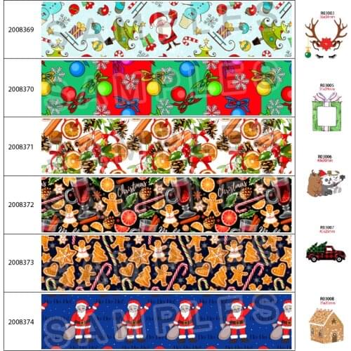 Christmas Theme Pattern Printed 10Yards 25mm/38mm/50mm/75mm Grosgrain/Satin Ribbon,30Pcs/lot Acrylic Resins 200836 200837