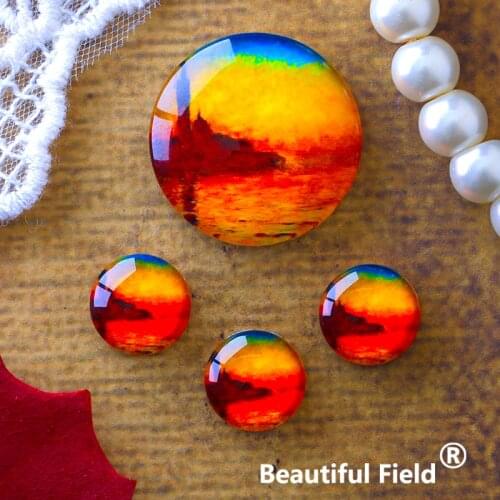 12mm 25mm 14mm 16mm 18mm 20mm Photo Glass Cabochons Round Cameo Set Handmade Settings Stone Painting RFCF857