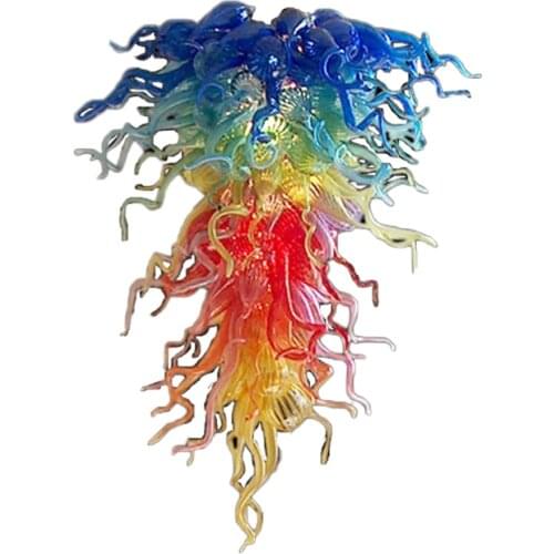 Rainbow Chandeliers Lamp LED Hand Blown Glass Pendant Lights Multicolor Unique Design Indoor Staircase Art Glass Light Fixture