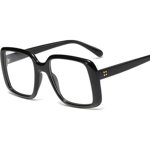 Veshion Black Big Glasses for Women Trend Accessories Clear Lens Square Eyeglasses for Men Oversized Decoration Gifts