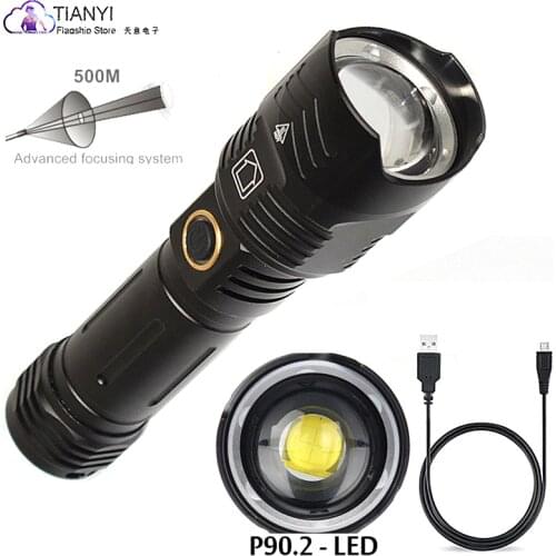 P90 strong light flashlight telescopic focusing flashlight high-power super bright concentrating long-range home flashlight