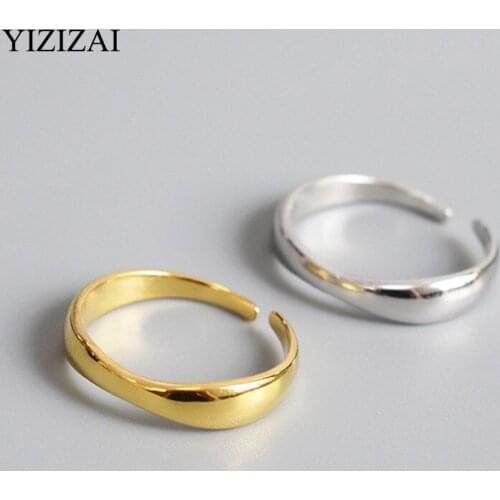 YIZIZAI Minimalist Smooth Irregular Silver Color Open Finger Ring For Women Men Couple Jewelry Gift