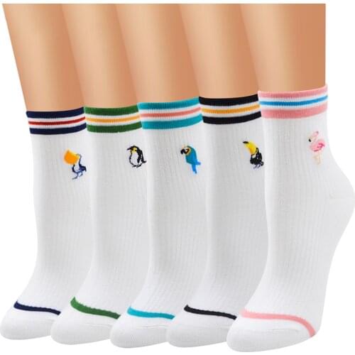 Ladies' Flamingo Socks lady Medium Cotton women Hosiery Cross Rim Hosiery