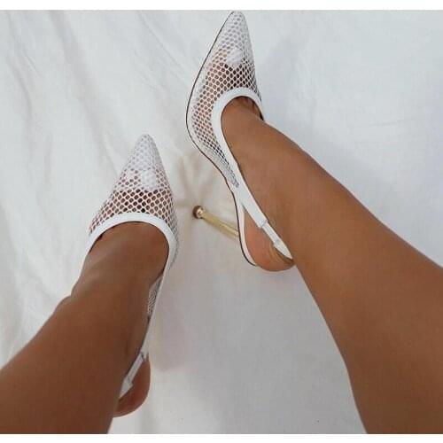 Akexiya New Fashion White Stripper High Heels Pumps Sexy Hollow Out Mesh Thin Heeled Party Wedding Bride Women Shoes Size 35-41