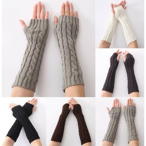 Women Winter Warm Wrist Arm Hand Warmer Knit Long Fingerless Elbow Gloves Mitten