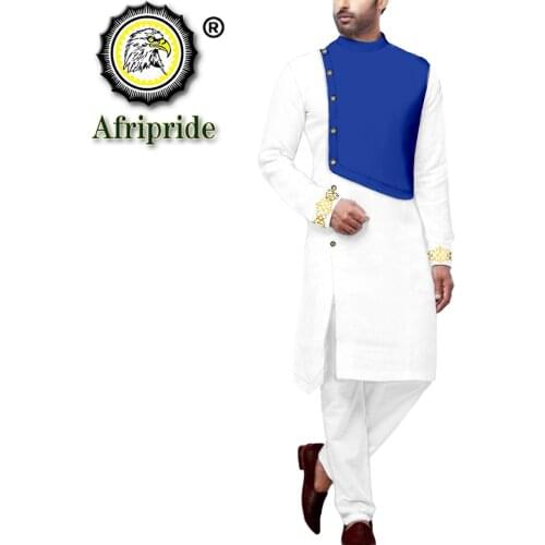 African Suit for Men Embroidery Long Coats and Ankara Pants 2 Piece Set Plus Size Dashiki Outfits for Wedding Evening S2116027