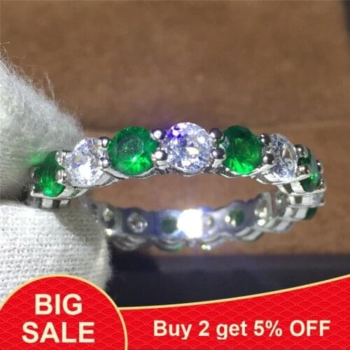 Fashion Female Finger Jewelry 925 Sterling Silver ring Sona Green 5A zircon Stone Engagement Wedding Band Rings for women Bridal