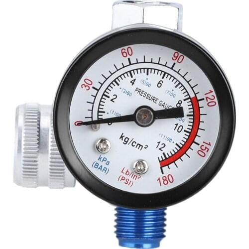 1/4'' Spray Paint Gun Air Pressure Regulator Pressure Gauge Pneumatic Tool Accessory G1/4'' Thread Port 0-11BAR 0-180PSI