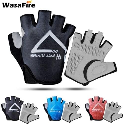 1 Pair Anti-slip Shockproof Cycling Gloves Half Finger Sport Gloves Men Women Summer Breathless Bicycle Gloves MTB Bike Gloves