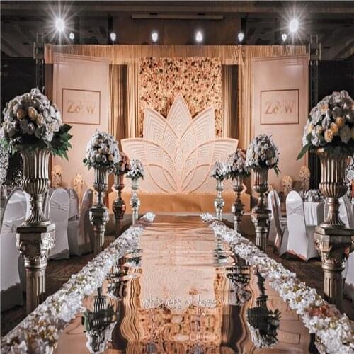 10M/Roll Luxury Wedding Centerpieces Silver Color Mirror Carpets Wedding Aisle Runner For Event Party T Station Decorations