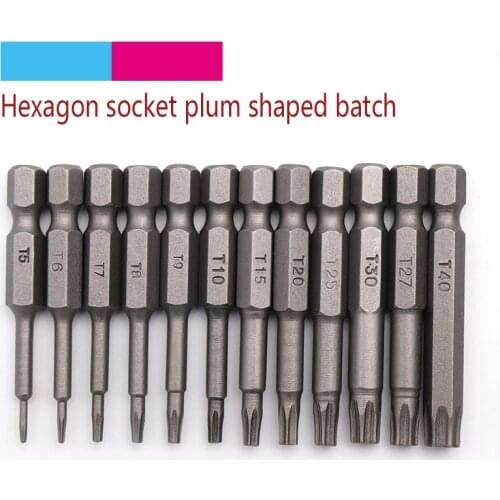 12pcs 50mm Tamper Proof Magnetic Screwdriver Drill Bit Screw Electric Driver Bits Hex Torx Flat Head 1/4" Shank Hand Tools