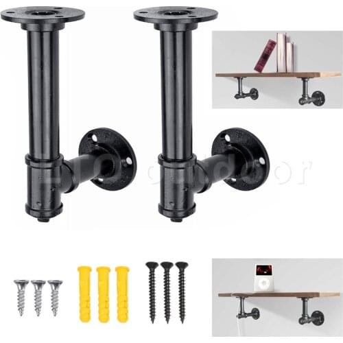 2 Pieces Set 90 Degree Black Industrial Style Retro Water Pipe Bracket Wall Shelf Wall Mount Bracket Furniture Accessories