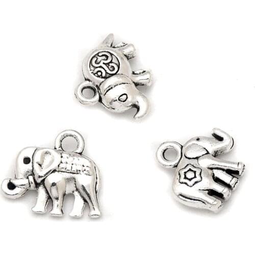 20pcs 12*11mm Three Styles Metal Zinc Alloy Small Elephant Charms Fit Jewelry Animal Pendant Charms Makings