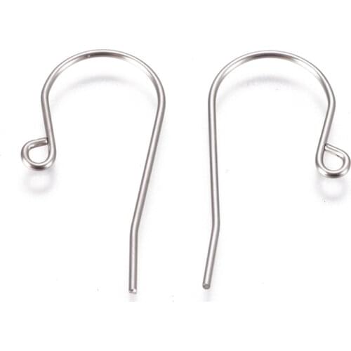 200pcs 304 Stainless Steel Earring Hooks Earwire with Loop for DIY Jewelry Earring Making Accessories Findings 27.5x13x0.8mm