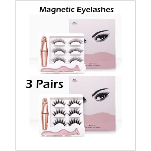 3 Pairs Magnet Lash Makeup Eyelashes Magnetic Eyelashes Eyeliner Curler Easy To Wear Thick False Wholesale Magnetic Lash In Bulk