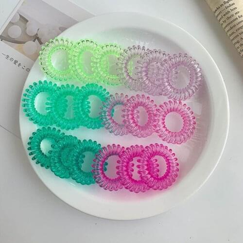 5PCS Rainbow Transparent Transparent Phone Hair Bands For Women Fashion Hair Ring Lady Headdress Korean Hair accessories