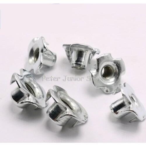 50Pcs Zinc Plated Four Claws Nut Speaker Nut M3 M4 M5 M6 M8 T-nut Blind Pronged Tee Nut Furniture GMN