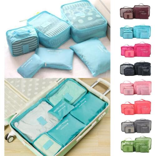 Fashion Style Travel Storage Bag 6Pcs Set Unisex Use Travel Accessories for Clothes Luggage Packing Cube Organizer Suitcase