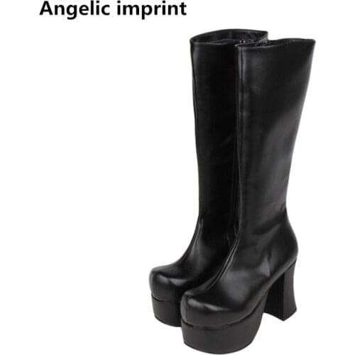 Angelic imprint mori girl Women motorcycle punk boots lady high heels lolita shoes woman princess dress party pumps 9.5cm 33-47