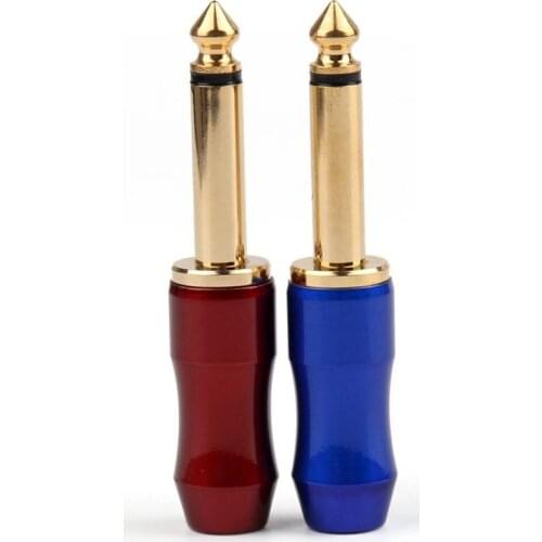 Areyourshop 2 Pcs Brass Gold Plated 6.3mm 1/4" Mono Jack Plug Connector For Soldering