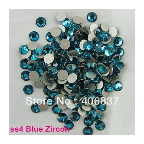 Free Shipping! 1440pcs/Lot, ss4 (1.5-1.7mm) Blue Zircon Flat Back Nail Art Glue On Non Hotfix Rhinestones