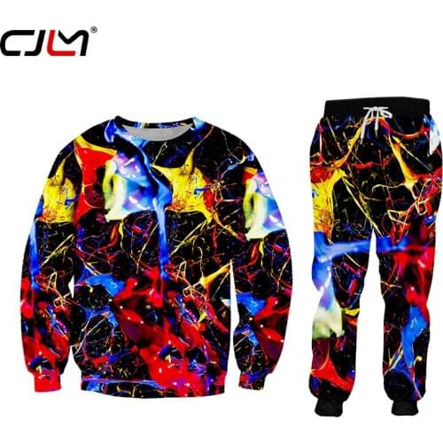 CJLM 2020 Fashion Colorful Art Paint Pigment Customizable Winter Clothing Man Tracksuit Pants Hoodie Pullover Sport Suit