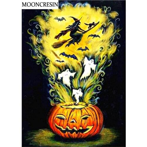 Diy Diamond Painting Cross Stitch Needlework Witch Diamond Embroidery Full Square 5D Diamond Mosaic Crafts Halloween Decoration