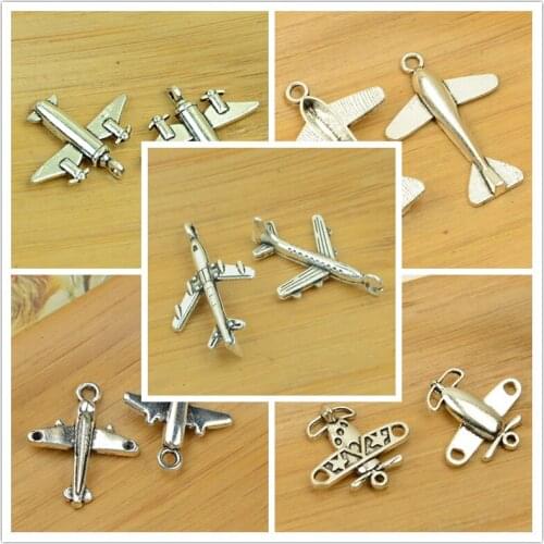 DIY alloy charm pendant airplane/aircraft/plan shape antique silver vintage jewelry making accessories finding bracelet necklace