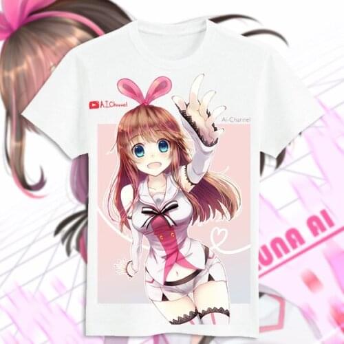 Japanese Anime A.I.Channel Cosplay T Shirt Cartoon Kizuna AI Printed Summer T-Shirt Casual Top Tee Graphic tshirt Costume