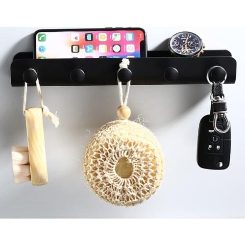 Black Wall Hook White Cloth Shelf Aluminum Bathroom Corner Shelves Key Holder Door Raw Basket Balcony Accessories etagere