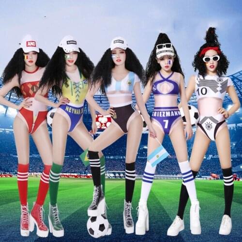 Hot Cheerleading Costume Football Baby DJ Costumes For Women Female Nightclub Jumpsuit DS Bar Leading Dance Stage Costume BL1489