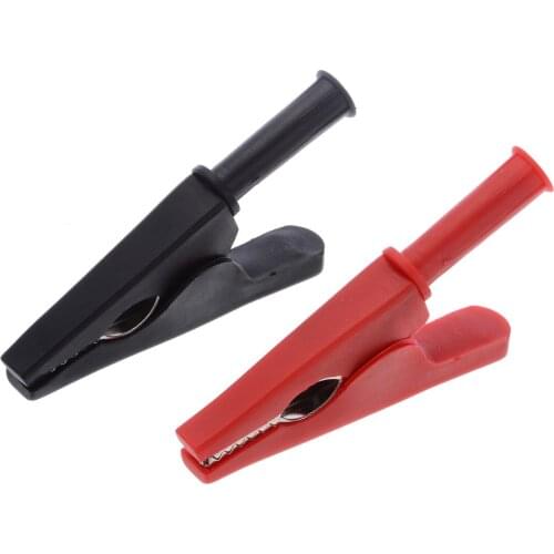 Mayitr 2pcs Black/Red Crocodile Clips Alligator Test Clip Banana Plug Alligator Clips Fully Insulated MAX 2000V 30A