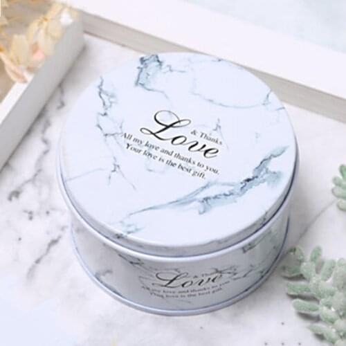 Marble Floral Tin Can Lovely Mini Gift Jewelry Tin Box Cookie Candy Tea Storage Box Candy Gift Case Party Supplies