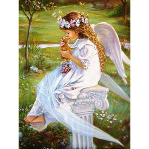 The Latest Diamond Painting Cross Stitch Angel Flower Girl 3D Diamond Painting Rhinestone Painting Embroidery Decoration Gift