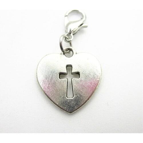 New arrive 10pcs Cross Heart Charms Lobster Clasp Charms Diy Jewelry Accessory Bracelets Bangles Floating Hanging Charms