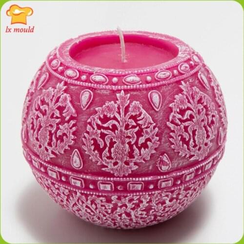LXYY New Geometric Spherical Carving Candle Moulds Palace Embossed Candle Silicone Molds Tools