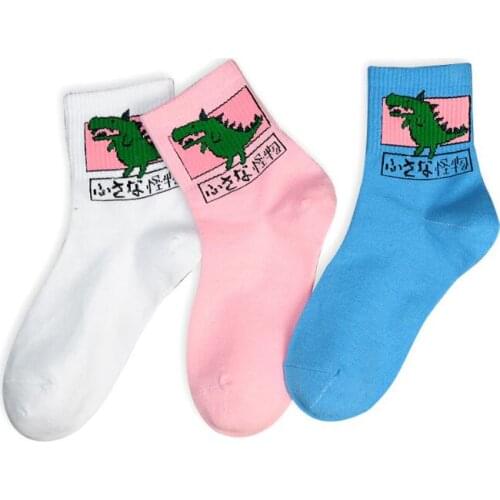 Autumn Harajuku new college wind cartoon cute dinosaur socks women