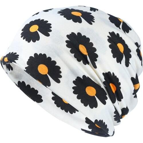 2021 Cotton Autumn winter Skullies cap beanie hat flower print turban Hat scarf dual use for Men and Women 72