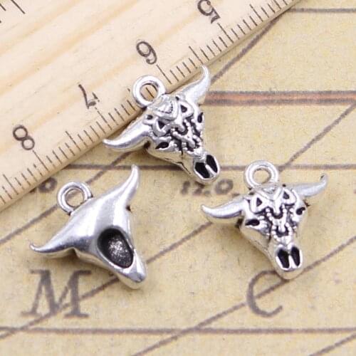 10pcs Charms Skull Bull Ox Star Head 17x16x7mm Tibetan Silver Color Pendants Antique Jewelry Making DIY Handmade Craft Pendant