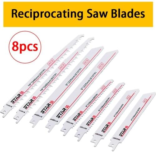 8pc/Set HCS Reciprocating Saw Blades Wood Metal PVC Cutter Blade For Bosch Makita Hitach Power Tools Accessories