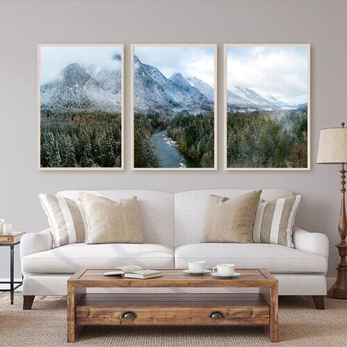 Natural Landscape Canvas Painting Mountain Posters and Prints Minimalist Wall Art Wilderness Pictures for Living Room Decor