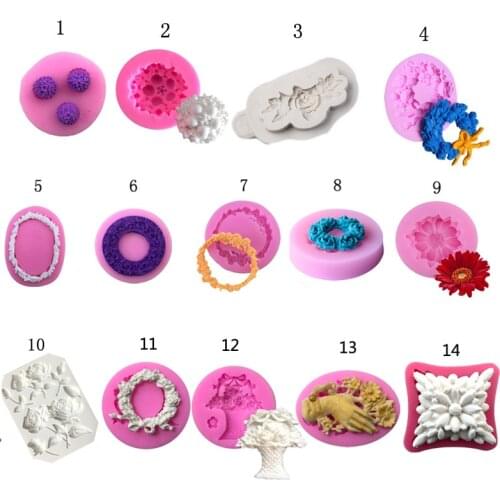 Sugarcraft flower garland with ribbons silicone mold fondant mold cake decorating tools chocolate gumpaste mold