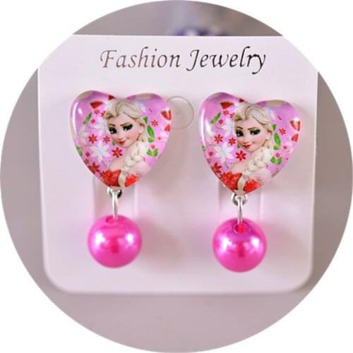 Disney cartoon children Sofia princess earring girl clip no ear hole gift Frozen Elsa doll accessories cosmetic toy ear dangle