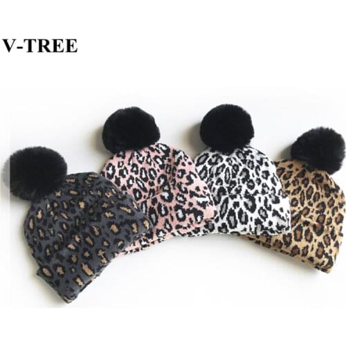 Matching Family Outfits Leopard Children Hats Mother Kids Hats Winter Kids Caps Warm Photography Props Girls Hats Boys Clothing
