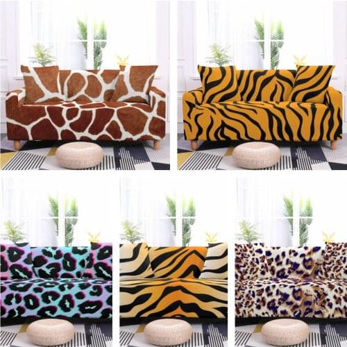 Animal Skin Leopard Print for Living Room Tiger Pattern Slipcovers Elastic Couch Cover Furniture Protector Sofa Towel 1/2/3 Seat