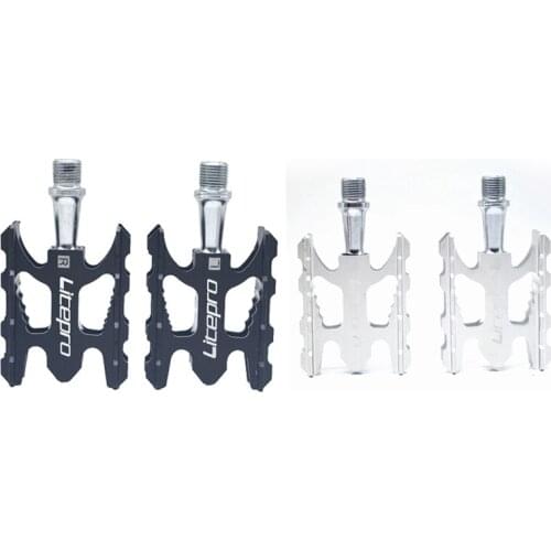 Litepro 2 Pcs Bike Pedals Ultralight Bearing Pedal K3 for Brompton Folding Bike Mountain Bike, Black & Sliever