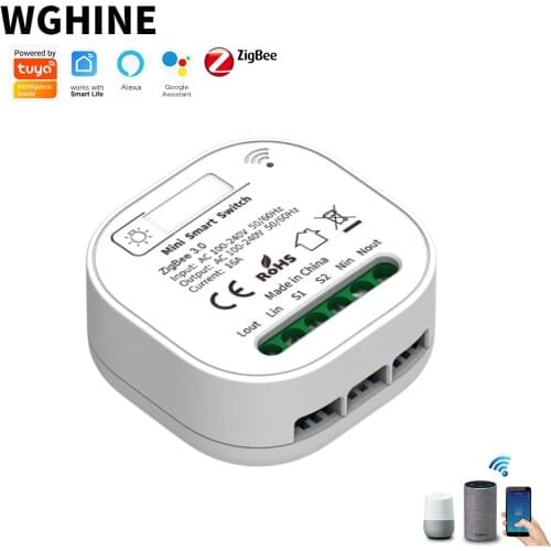 WGHINE Smart Home Automation Zigbee Switch Breaker Module Tuya Smart Life App Timing Wall Light Switch Support Google Home Alexa