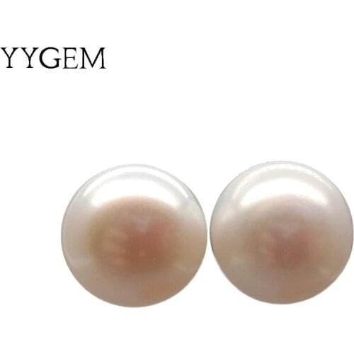 YYGEM Cultured White Pearl Semi Round AAA Grade Multi Color 925 Silver Stud Earrings