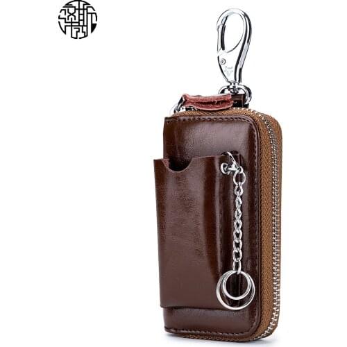 Zenos New Arrivals Vintage Car Key Case Holder Pu Leather Key Chain Bag For Car Keychain Zipper Bag